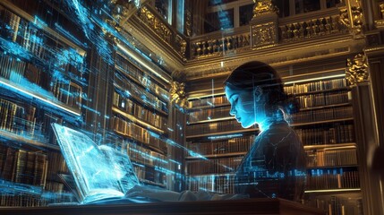 Leinwandbilder - Digital library system revolutionizing global connections virtual library technology indoor close-up innovation
