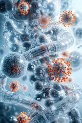 Poster - the integration of nanomaterials into medical applications, a concept showing nanoscale robots repai