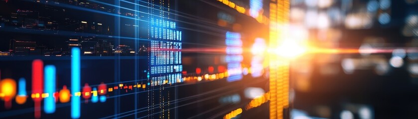 Poster - Digital Data Visualization with Bright Colors and Light Effects