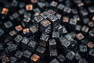 Poster - macro shot of polished alloy samples showing various finishes and textures, symbolizing innovation