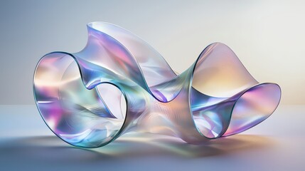 Poster - Delicate and Curving Glass Shapes with Reflective Surfaces in Soft Pastel Colors