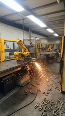 Poster - Robotic arms fabricating custom alloy parts with precision and efficiency in an automated setup