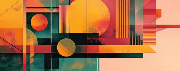 Poster - Abstract Composition with Bold Shapes and Vivid Colors in Geometry
