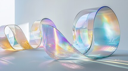 Poster - Curved Dynamic Surfaces with a Crystal Clear Finish Reflecting Vibrant Colors and Light