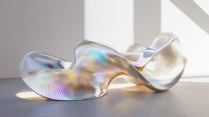 Poster - Abstract Flowing Organic Shape with Reflective Fluid Texture in Bright Light Environment