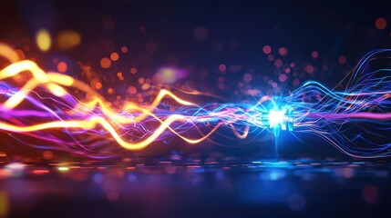 Poster - Vibrant Abstract Waves of Light with Colorful Motion and Energy