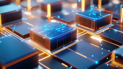 Aufkleber - Futuristic Microchip Design with Glowing Connections and Circuits