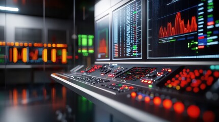 Poster - High-Tech Control Room with Digital Displays and Data Visualizations