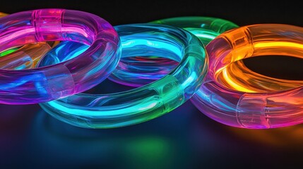 Poster - Colorful Transparent Loops with Optical Effects in a Futuristic Setting