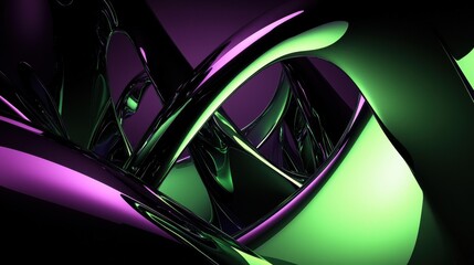 Poster - Intricate Overlapping Forms of Smooth Glossy Surfaces in Vibrant Colors and Shadows