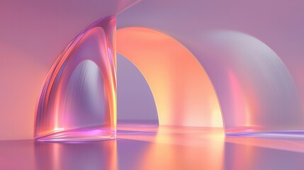 Poster - Elegant Minimalist Abstract Artwork Featuring Graceful Arcs and Soft Gradient Colors