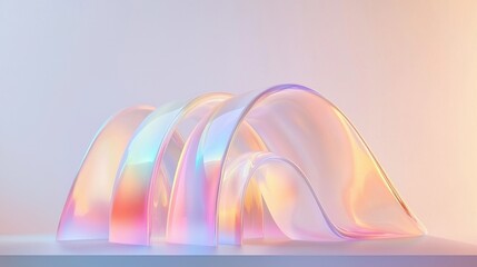 Poster - Smooth Translucent Arcs with Subtle Rainbow Effects on a Soft Gradient Background