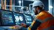 © Smoky - Engineer Monitors Control Panel in Industrial Plant at Night