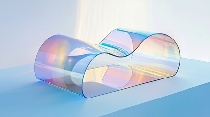 Poster - Translucent Softly Curved Structures with Subtle Rain and Colorful Reflections