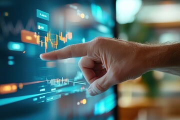 Poster - Business Professional Analyzing Data Trends on Digital Interface Screen