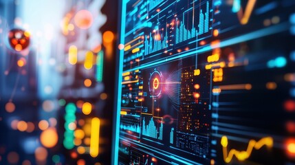 Poster - Abstract Digital Data Visualization with Colorful Light Effects