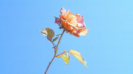 Wall Mural -   A flower on a stem, against a blue sky at dusk