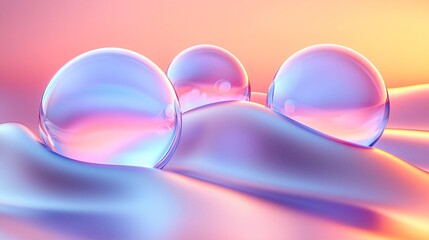 Poster - Soft pastel spheres layered art showcasing gentle curves and colors in a tranquil composition