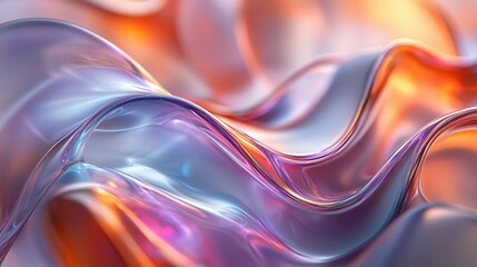 Poster - Fluid wave-like shapes create an iridescent visual experience in vibrant hues