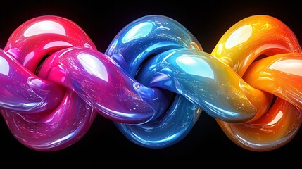 Poster - Fluid shapes intertwining in vibrant colors create a dynamic visual experience