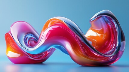 Poster - Fluid shapes intertwine in a vibrant, colorful rendering showcasing dynamic movement