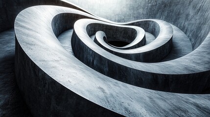 Poster - Spiral shapes intersecting in a modern architectural design from a unique perspective