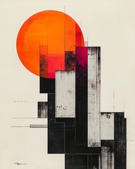 Poster - Bold graphic poster featuring high-contrast typography with abstract shapes and sun