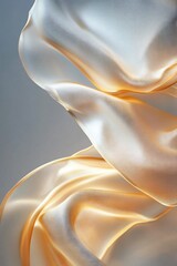 Poster - Elegant light gold silk ribbon cascading with gradient gray hues in soft light