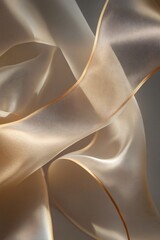 Poster - Elegant light gold silk ribbon with gradient gray tones in soft texture