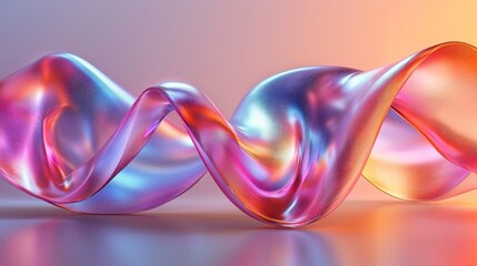 Poster - Abstract ribbons twist and flow in vibrant colors creating a captivating visual display