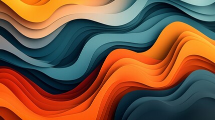 Poster - Abstract cartoon shapes creating a wavy flow of vibrant colors on a textured surface
