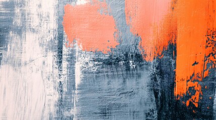 Poster - Bold strokes of orange and gray create dynamic abstract composition in modern art