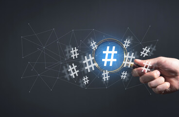 Wall Mural - hashtag symbol. social media. internet. technology