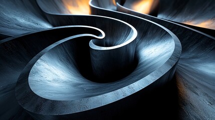Poster - Intricate rendering of a spiral design showcasing smooth metallic textures and depth