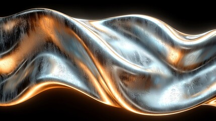 Fototapete - Abstract composition featuring flowing metallic waves with contrasting highlights