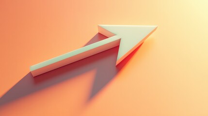 Poster - Three-Dimensional Arrow Pointing Upwards on Orange Background with Soft Shadows and Highlights