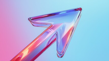 Poster - Vibrant and Modern Glass Arrow Pointing Upward on Gradient Background