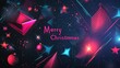 © Tatiana - Christmas greeting card with glowing polygonal christmas tree and colorful lights on dark blue background