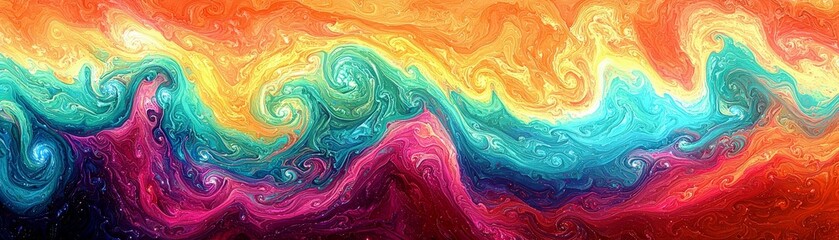 Poster - Vibrant Swirling Colors Creating Abstract Patterns in Orange, Blue, Pink, and Purple Shades