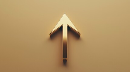Poster - Glimmering Gold Arrow Icon Pointing Upward on Elegant Beige Background