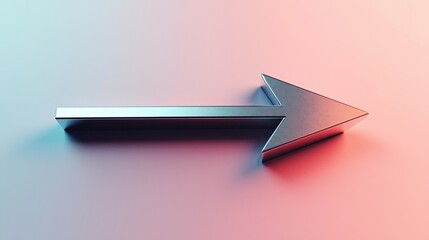 Poster - Sleek Metallic Arrow Design with Soft Gradient Background Ideal for Directional Guidance