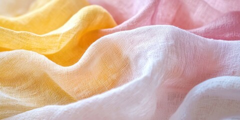 Poster - Piece of cloth with a yellow stripe and pink and white stripes