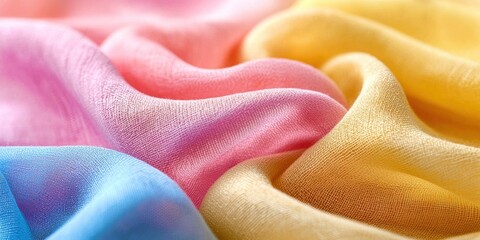 Poster - Piece of fabric with a pink, yellow, and blue stripe
