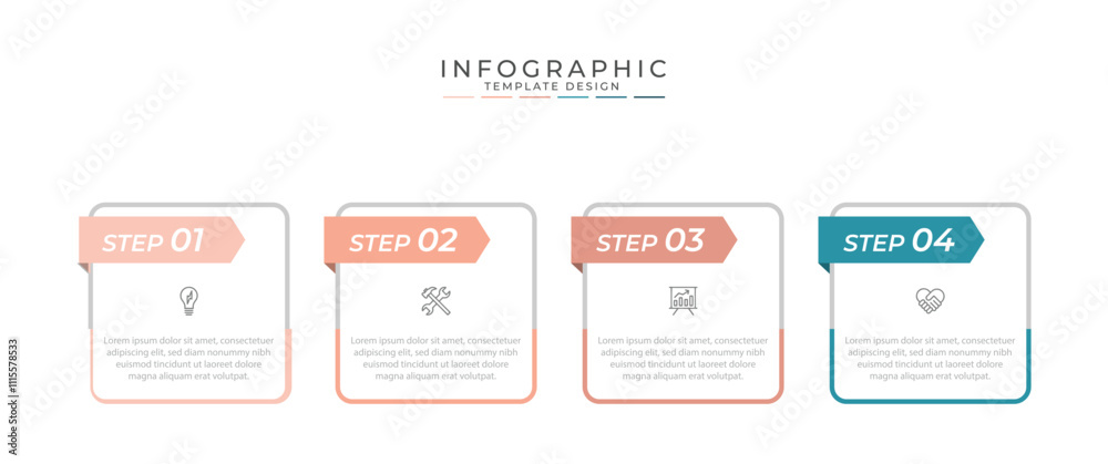 Business infographic template with 4 options, steps, process chart. Can ...