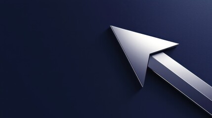 Poster - Metallic Arrow Pointing Upward on Dark Background Symbolizing Progress and Growth