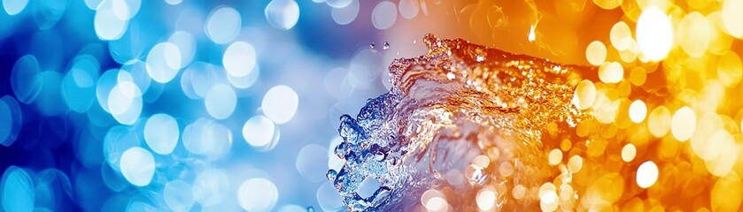 Poster - Vibrant Water Splash Illustration with Blue and Orange Backgrounds Creating a Stunning Visual Effect
