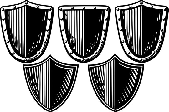 Set of vintage shield, shield icon collection