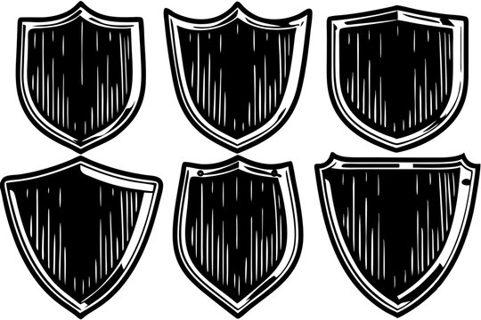 Set of vintage shield, shield icon collection
