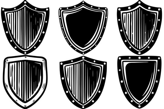 Set of vintage shield, shield icon collection