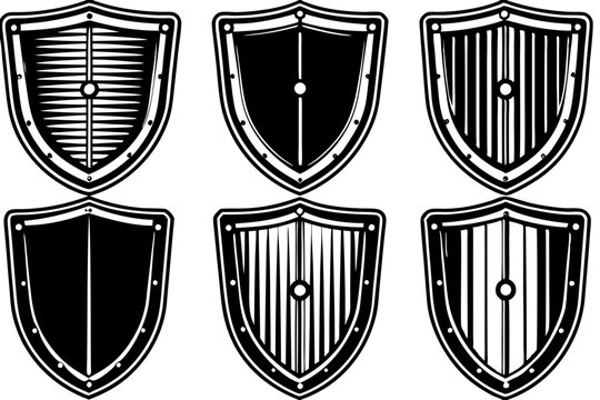 Set of vintage shield, shield icon collection
